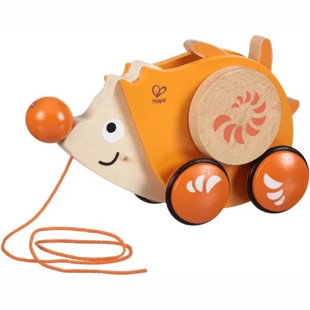 Hape Walk Along Hedgehog Wooden Pull Toy E0350 Orange Toddler Toy 12M+ NEW